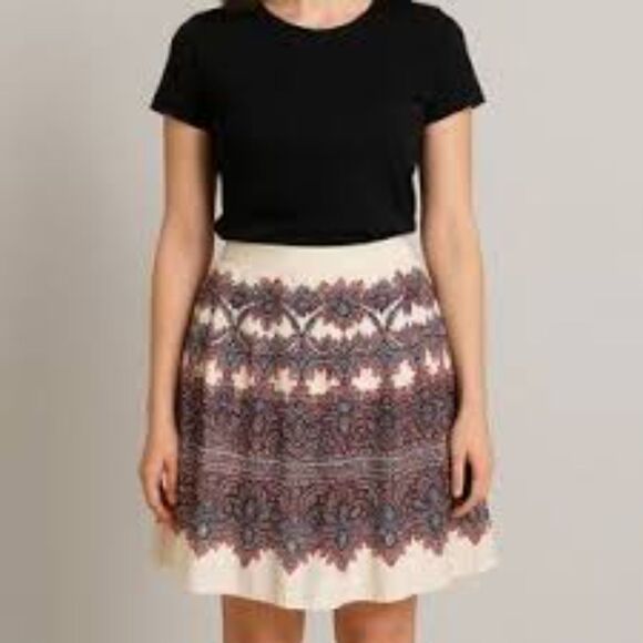 Talbots Skirt Size 14 Pleated A-Line Paisley NWOT - Picture 2 of 8